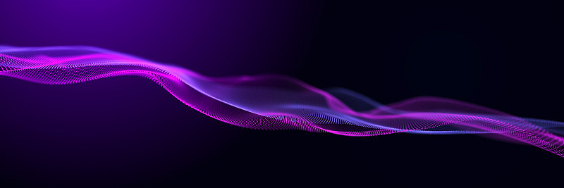 音乐的声音流。抽象的背景与彩色的点和线交织。3 d渲染。