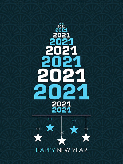 2021年新年快乐文本设计向量。