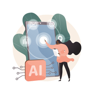 智能接口抽象概念矢量插图。