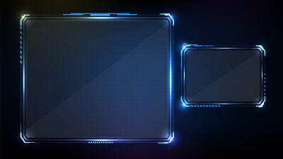 抽象未来的蓝色发光技术科幻框架hud UI背景