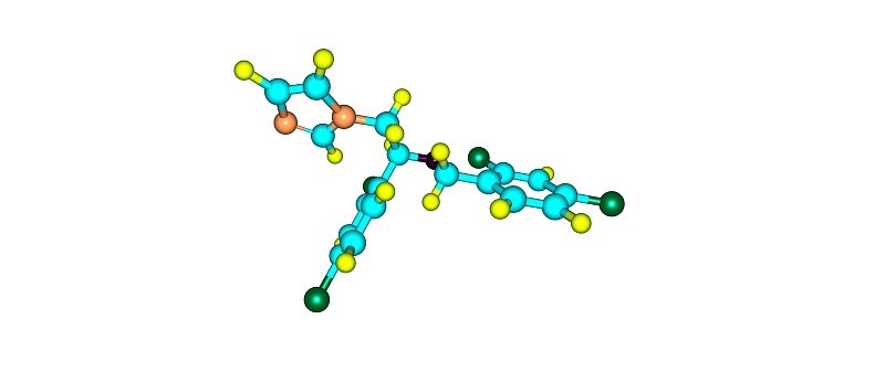 咪康唑分子结构孤立于白色
