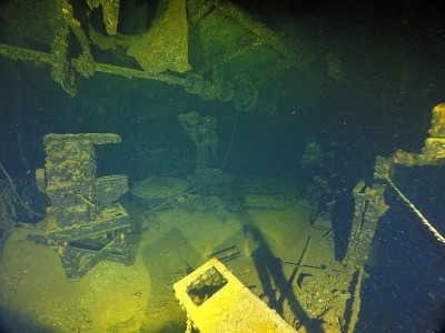 Famous wreck ship Fujikawa maru in Truk lagoon
