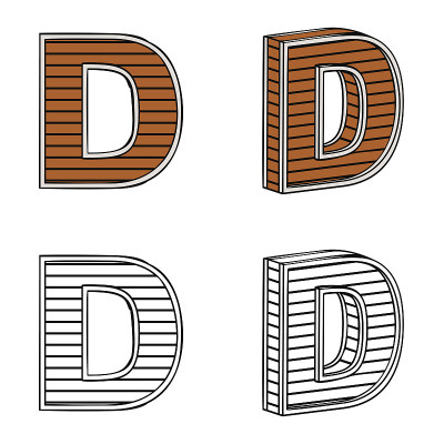字母D(一块木头)