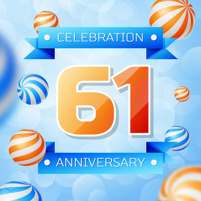 Realistic Sixty one Years Anniversary Celebration 