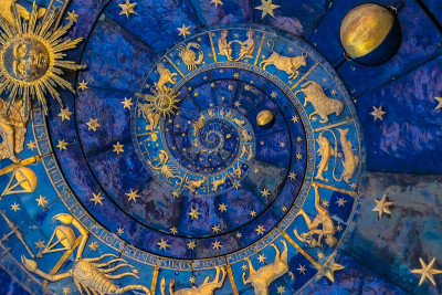 Droste背景的影响。与占星术和幻想有关的抽象设计。