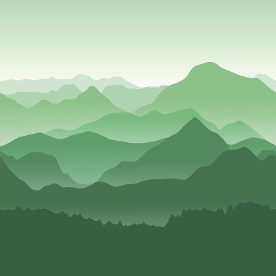 青山在雾中。无缝的背景。