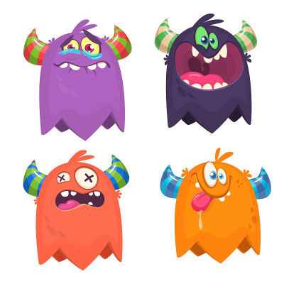 Funny cartoon monster. Vector Halloween illustrati