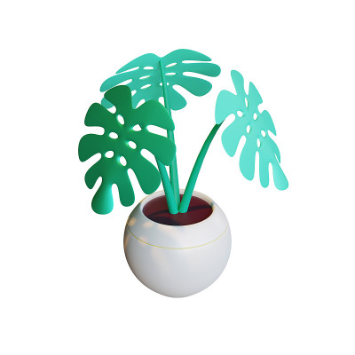 夏季Monstera 3D渲染插图，适合夏季，旅游，假期，或度假事件的主题。