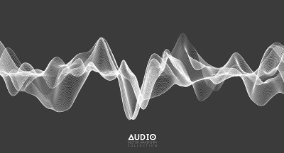 3 d音频声波。白色音乐脉冲振荡。发光的脉冲模式