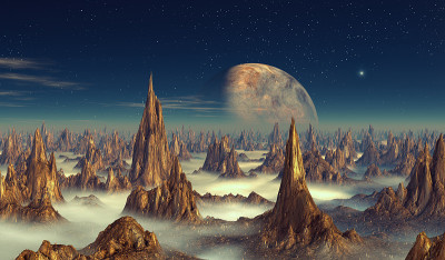 梦幻星球表面的石笋柱。
