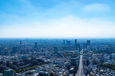 东京城市景观全景城市景观晴朗的蓝天