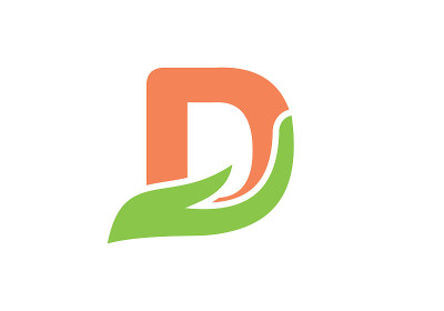 D字标志与手的概念。D标志设计