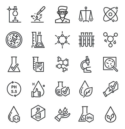 Quality tested icons. Dermatology, artificial free