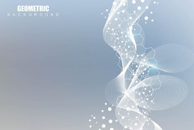 结构分子和通信。Dna,原子,神经元。科学的设计理念。用点连接线。医学，技术，化学，科学背景。矢量插