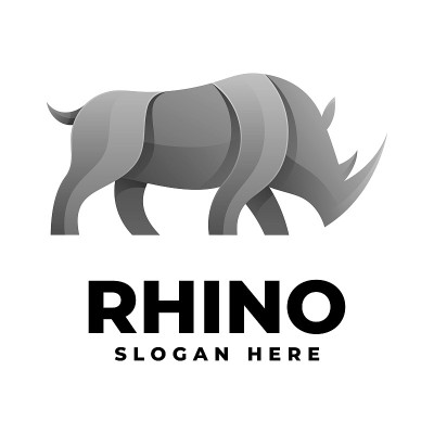 矢量插图Rhino渐变彩色风格。