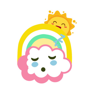 沉睡的云与有趣的太阳和彩虹