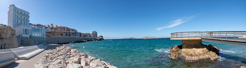 马赛，海岸线和海滩的加泰罗尼亚全景