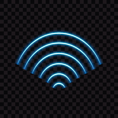 Wifi霓虹灯，孤立的矢量插图。
