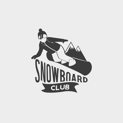 滑雪板俱乐部的图标，标签或徽章模板。