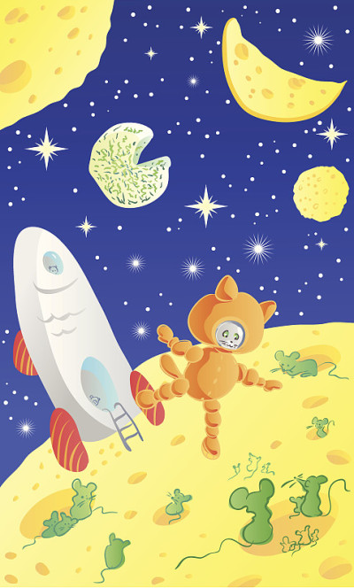 太空，奶酪，猫和老鼠