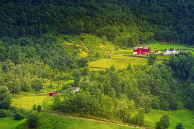 挪威山村景观