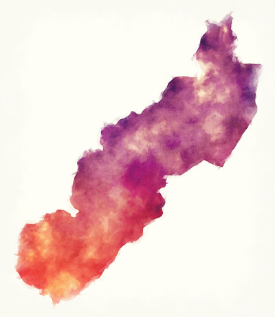 吉诺特加部门的尼加拉瓜水彩画地图