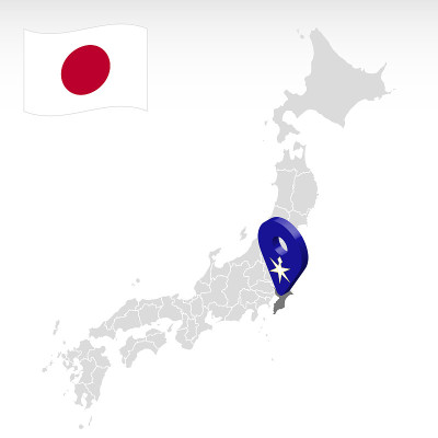 千叶县的位置在地图日本。3d千叶位置标记。质量地图与地区的日本为您的网站设计，应用程序，UI。股票向