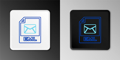 行EML文件文档。下载eml按钮图标孤立在灰色背景。EML文件的象征。色彩斑斓的轮廓的概念。向量
