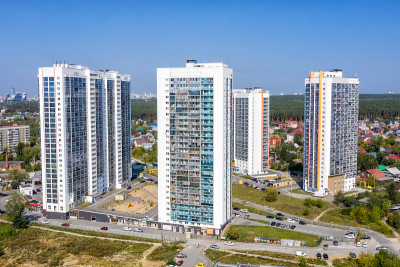 现代多层住宅楼鸟瞰图