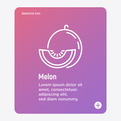 瓜细线图标。热带水果。健康的素食。矢量插图。