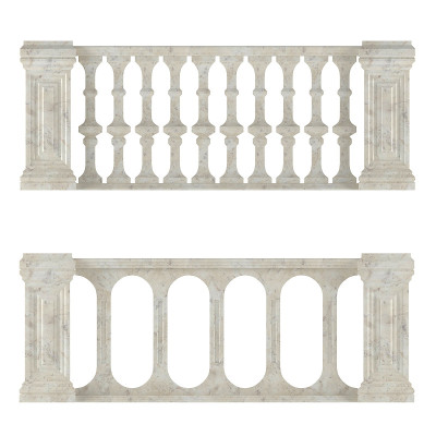 Classic marble balustrade isolated