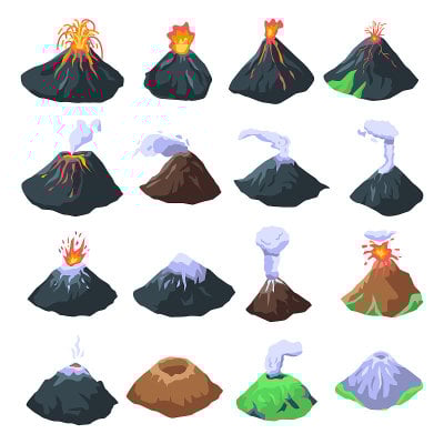 火山图标设置，等距风格