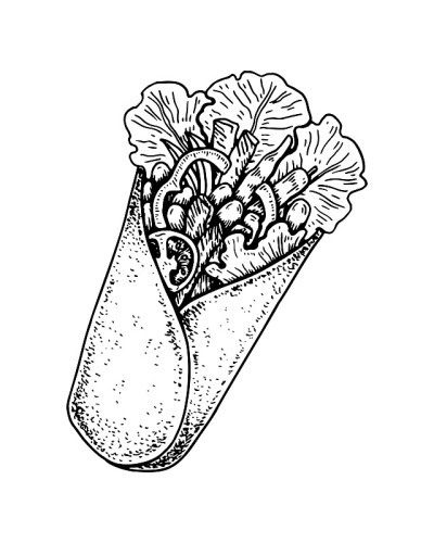 手绘墨西哥卷饼。矢量插图在素描风格
