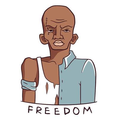 黑人老人被社会压迫的插图。反种族主义插图