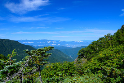 日本长野的伊纳盆地和中央阿尔卑斯山