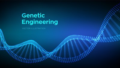DNA序列。线框DNA分子结构网。DNA代码可编辑模板。科学技术概念。矢量插图。