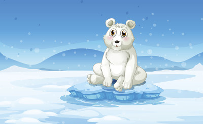 北极熊在雪地里