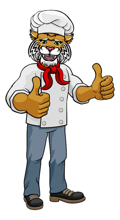 Wildcat Chef Mascot Cartoon Character
