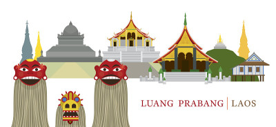 老挝的琅勃拉邦，土地标记和Pou，是的，是的
