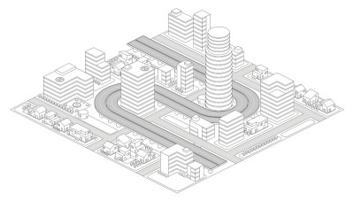 现代城市与建筑、道路和高架公路