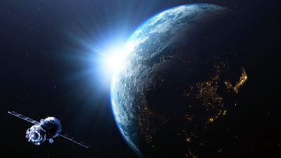 地球行星和卫星视图从空间- 3d渲染