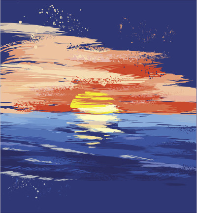 海面上画的夕阳