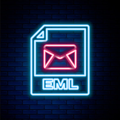 Glowing neon line EML file document. Download eml 