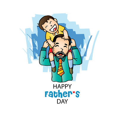 Happy father’s day card with son and father