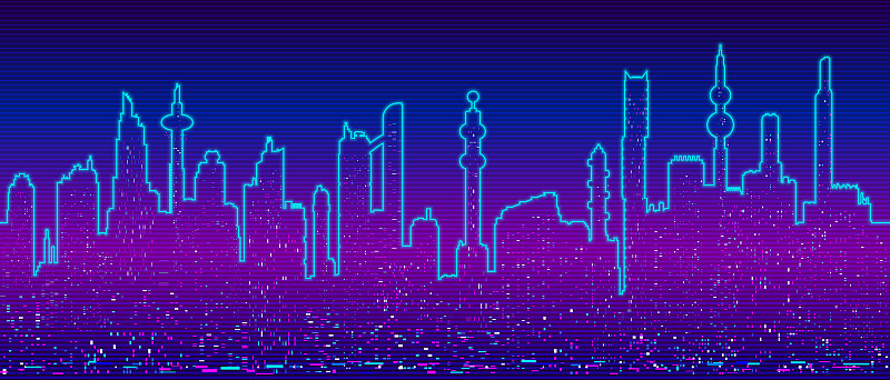 背景与赛博朋克城市景观