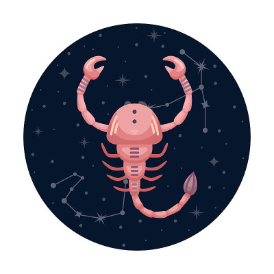 平矢量插图的天蝎座生肖与星星和星座