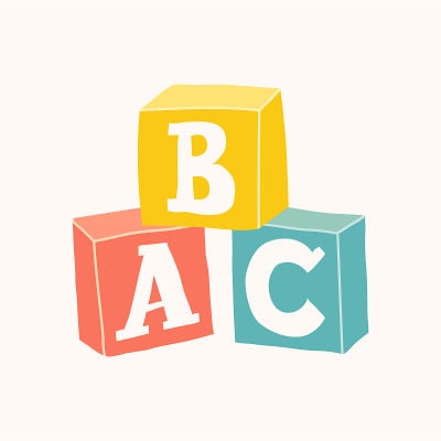 有A,B,C字母的木制字母立方体。向量。