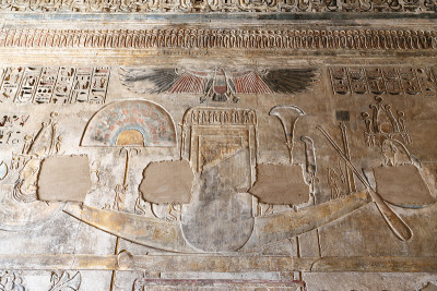 埃及象形文字在Medinet Habu神庙，卢克索，埃及