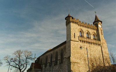 在Lot和Garonne, Monflanquin村和它的新教堂