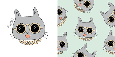 猫可爱的卡通图案。